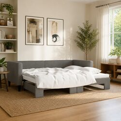 Daybed with Trundle Grey Sofa Bed Dimensions 90x190 cm