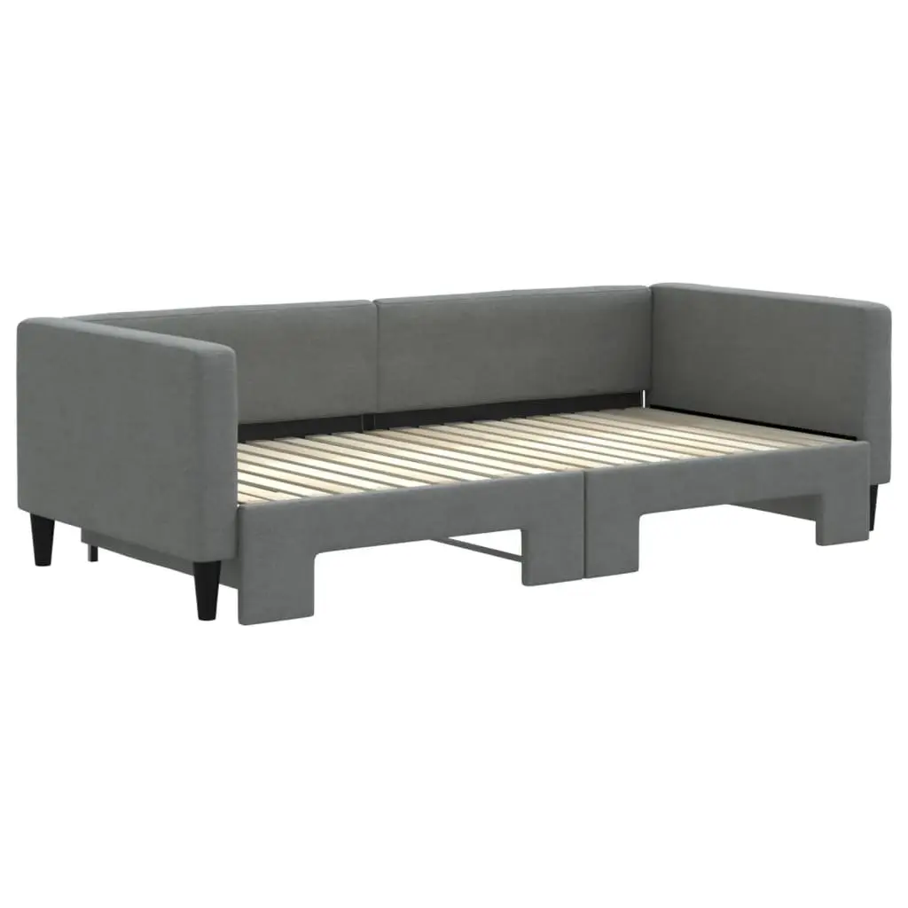 Daybed with Trundle Sofa Bed Grey 90x190 cm Convertible Guest Bedroom Furniture