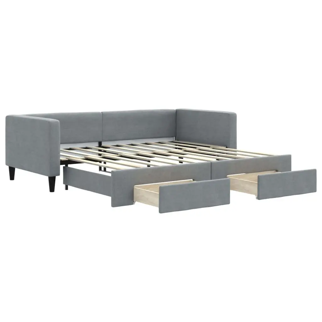 Daybed with Trundle and Storage Drawers Sofa Bed Guest Sleeping Grey 90x190cm