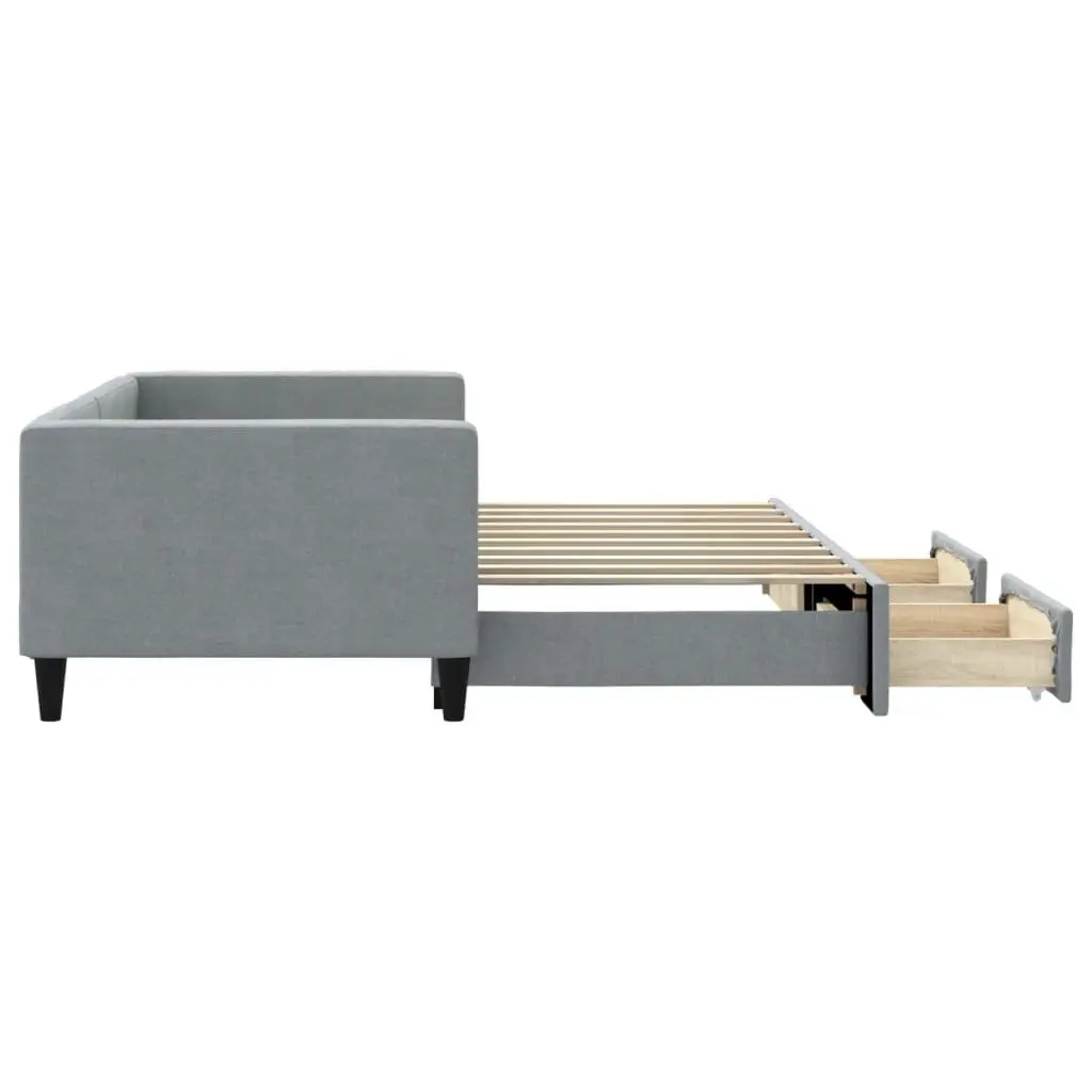 Daybed with Trundle and Storage Drawers Sofa Bed Guest Sleeping Grey 90x190cm