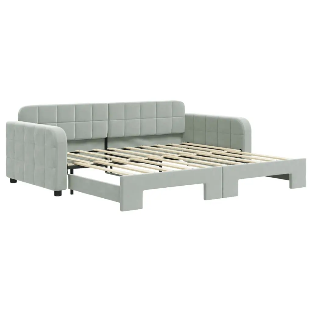 Grey Daybed with Trundle Sofa Bed 90x190 cm Space-Saving Furniture for Living Room or Bedroom
