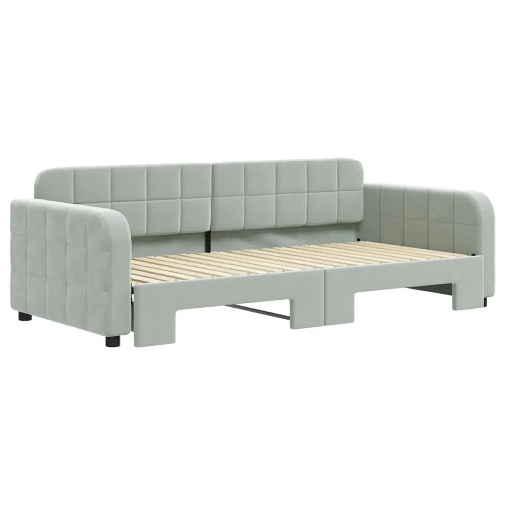 Grey Daybed with Trundle Sofa Bed 90x190 cm Space-Saving Furniture for Living Room or Bedroom