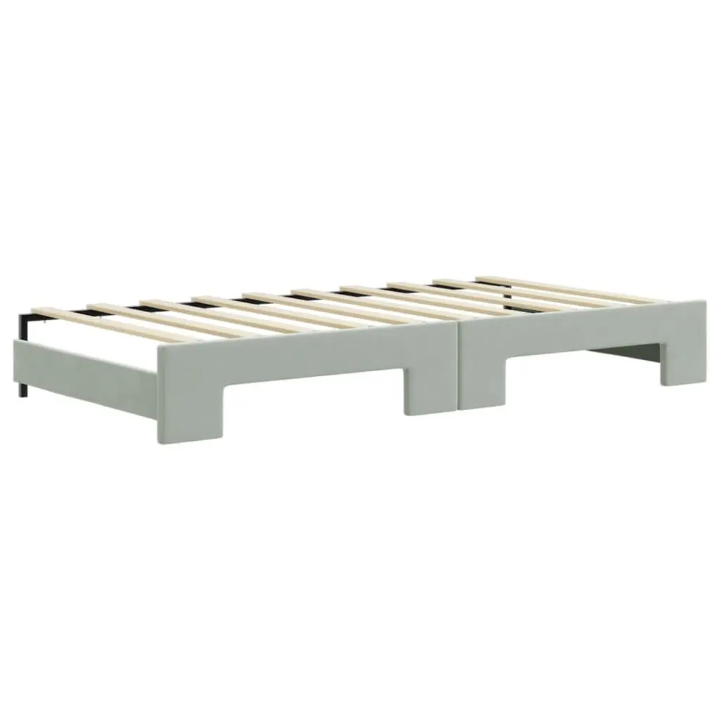 Grey Daybed with Trundle Sofa Bed 90x190 cm Space-Saving Furniture for Living Room or Bedroom