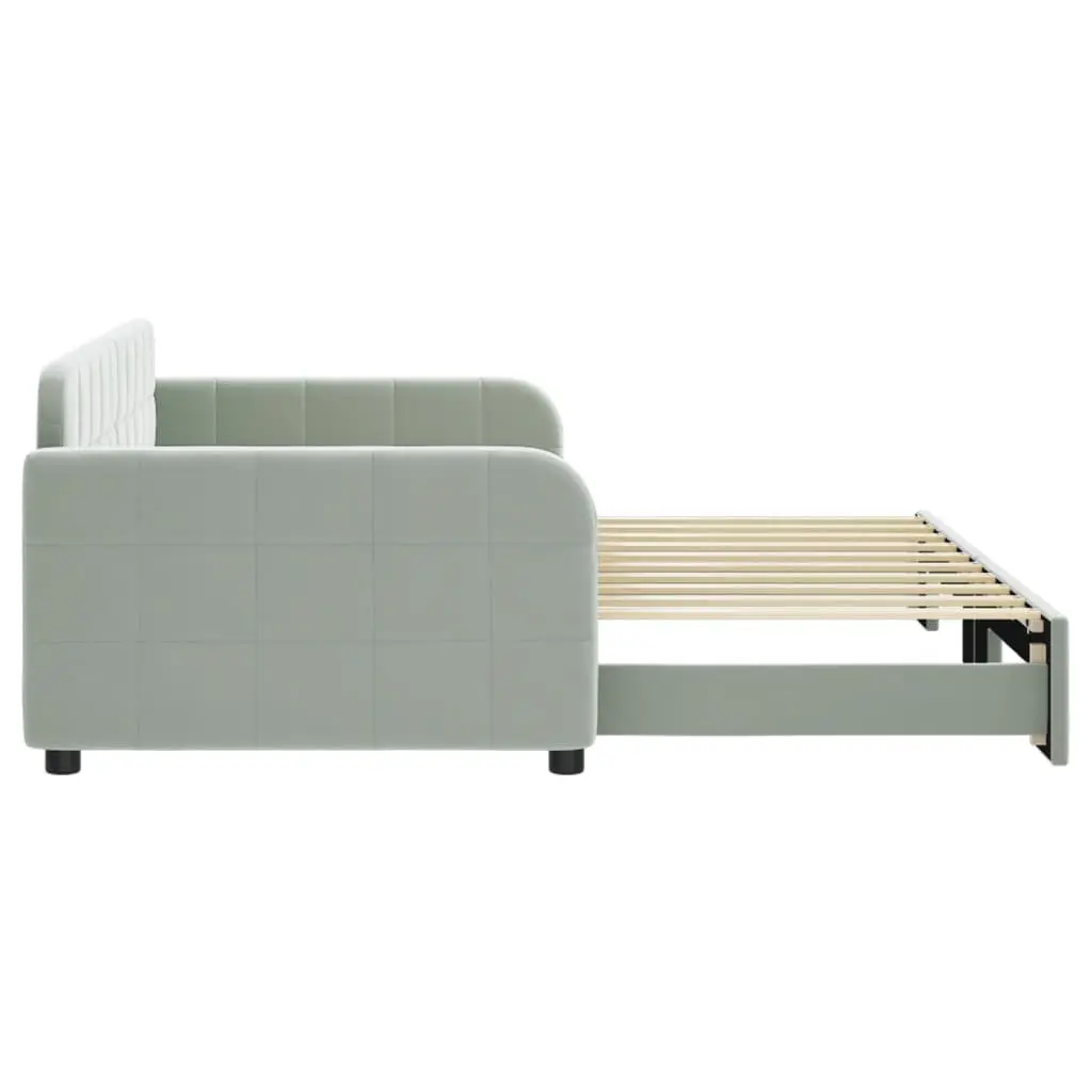 Grey Daybed with Trundle Sofa Bed 90x190 cm Space-Saving Furniture for Living Room or Bedroom