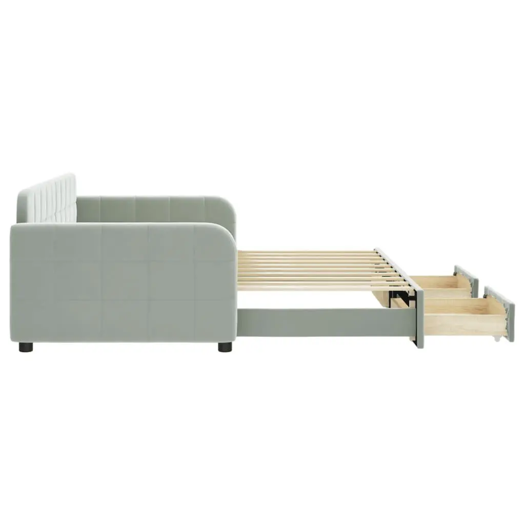 Daybed with Trundle and Storage Drawers Sofa Bed Grey 90x190cm Guest Bedroom