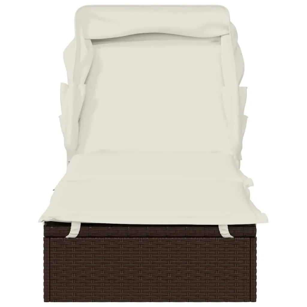 Sun Lounger with Foldable Roof Adjustable Reclining Daybed Outdoor Garden Patio