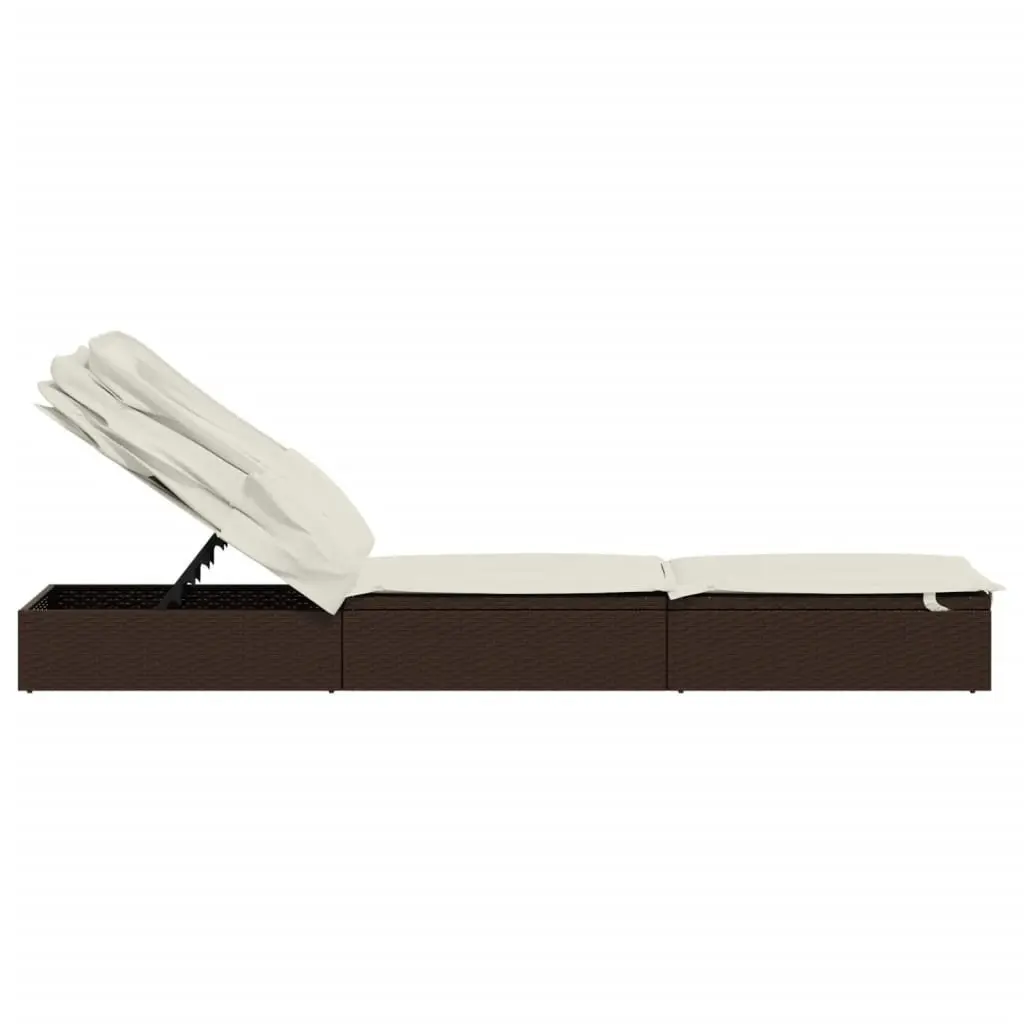 Sun Lounger with Foldable Roof Adjustable Reclining Daybed Outdoor Garden Patio