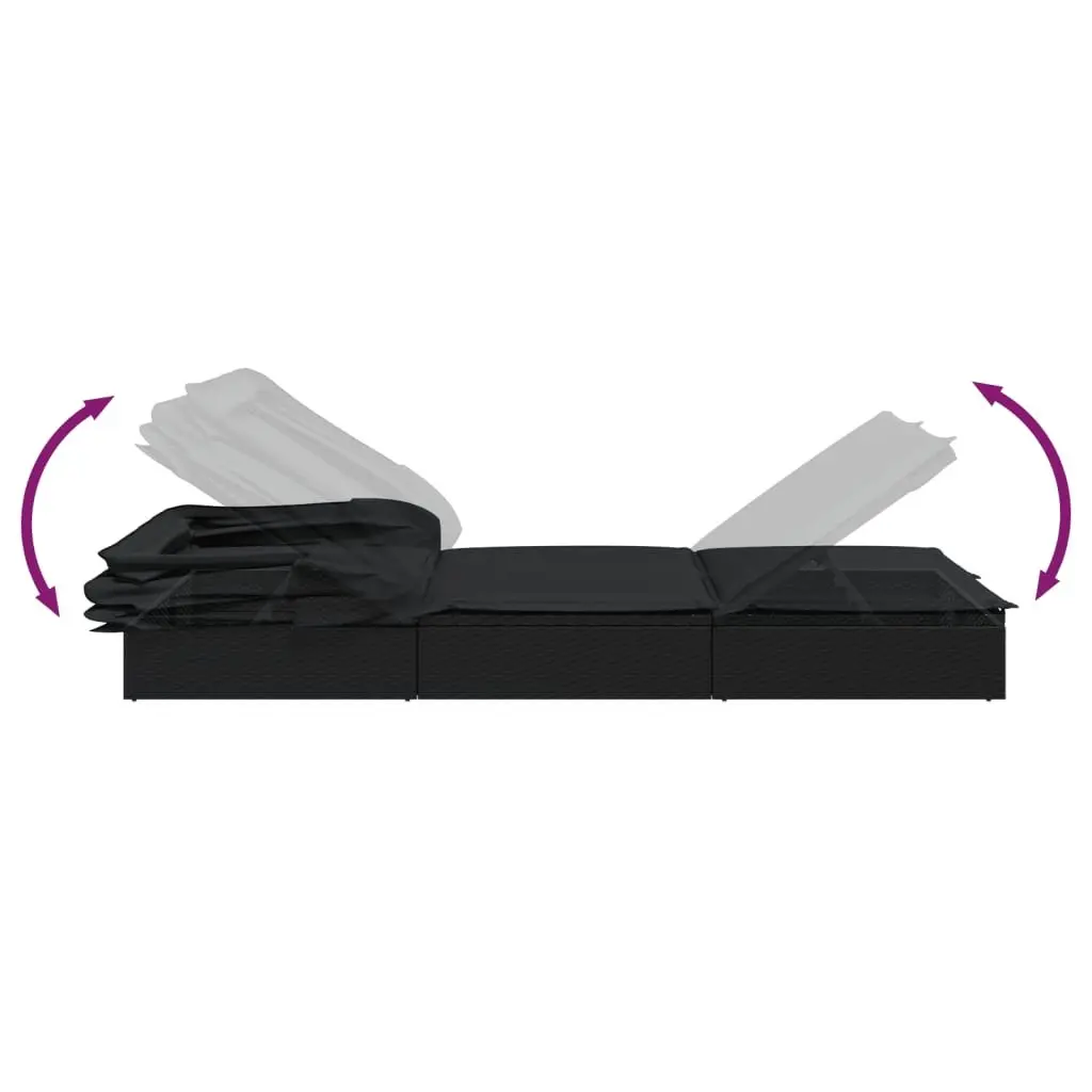 Sun Lounger Outdoor Patio Garden Adjustable Reclining Foldable Roof 213x63x97 cm