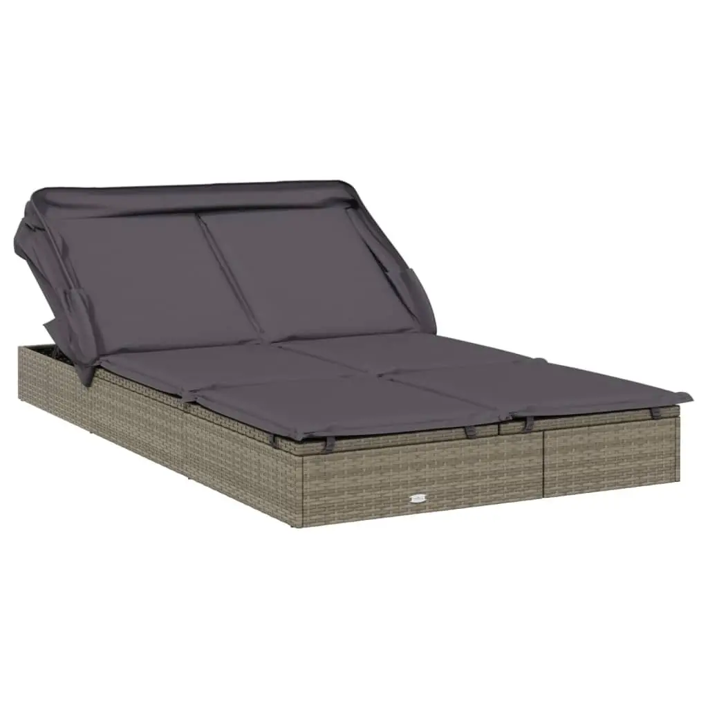 2-Person Sunbed Outdoor Garden Patio Reclining Daybed Grey