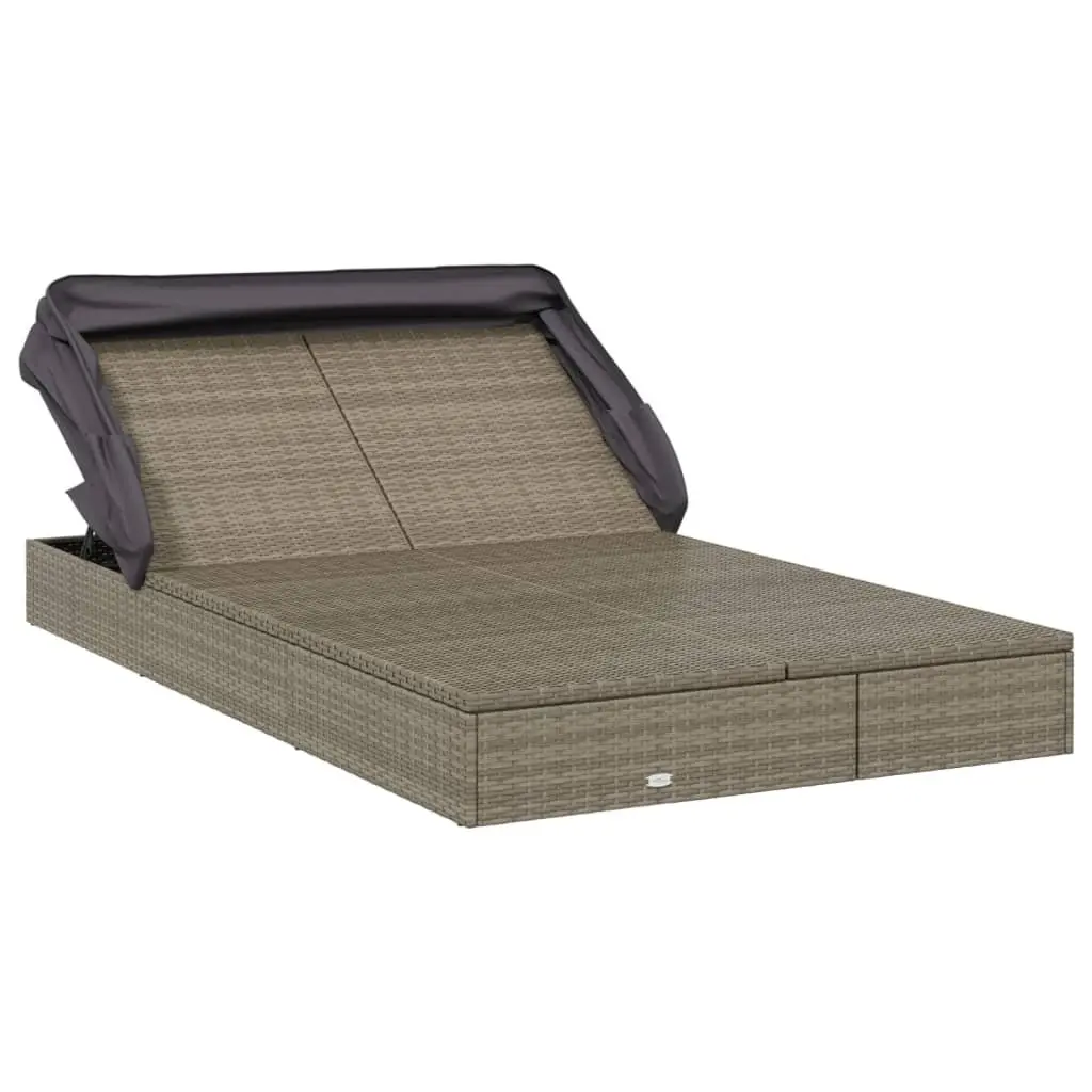 2-Person Sunbed Outdoor Garden Patio Reclining Daybed Grey
