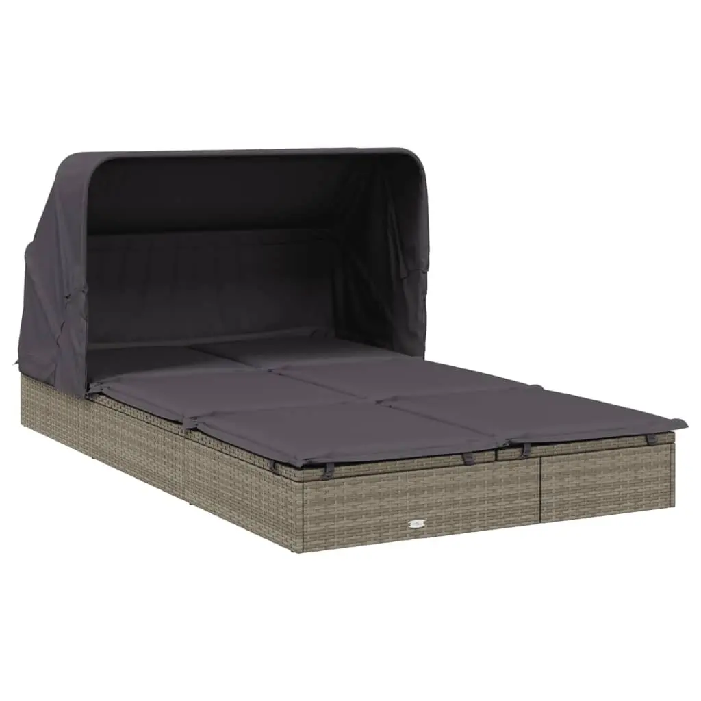 2-Person Sunbed Outdoor Garden Patio Reclining Daybed Grey