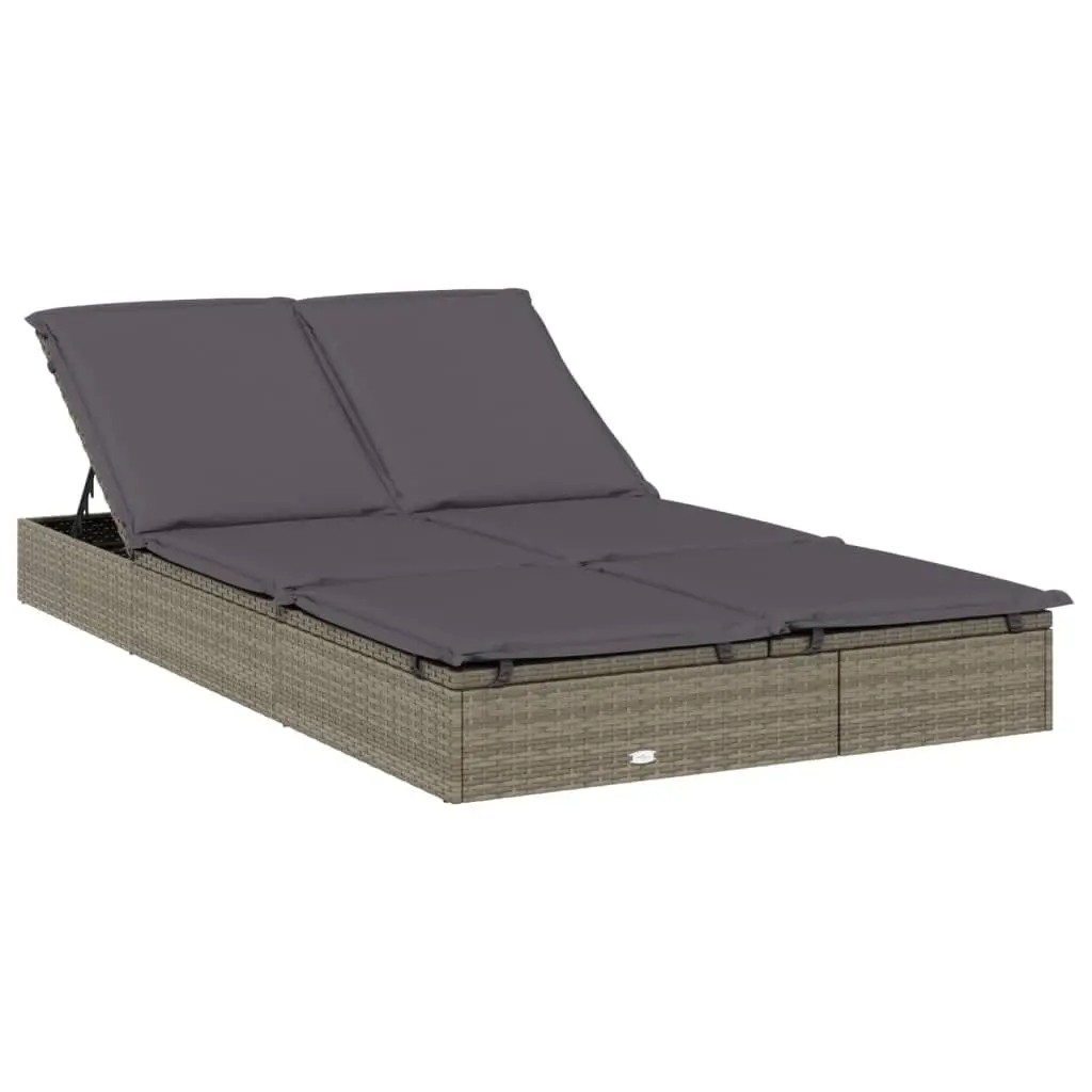 2-Person Sunbed Outdoor Garden Patio Reclining Daybed Grey