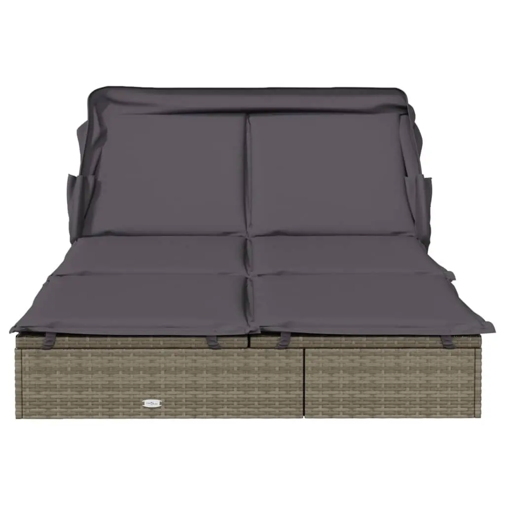 2-Person Sunbed Outdoor Garden Patio Reclining Daybed Grey