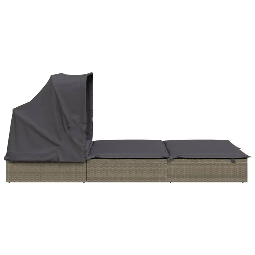 2-Person Sunbed Outdoor Garden Patio Reclining Daybed Grey