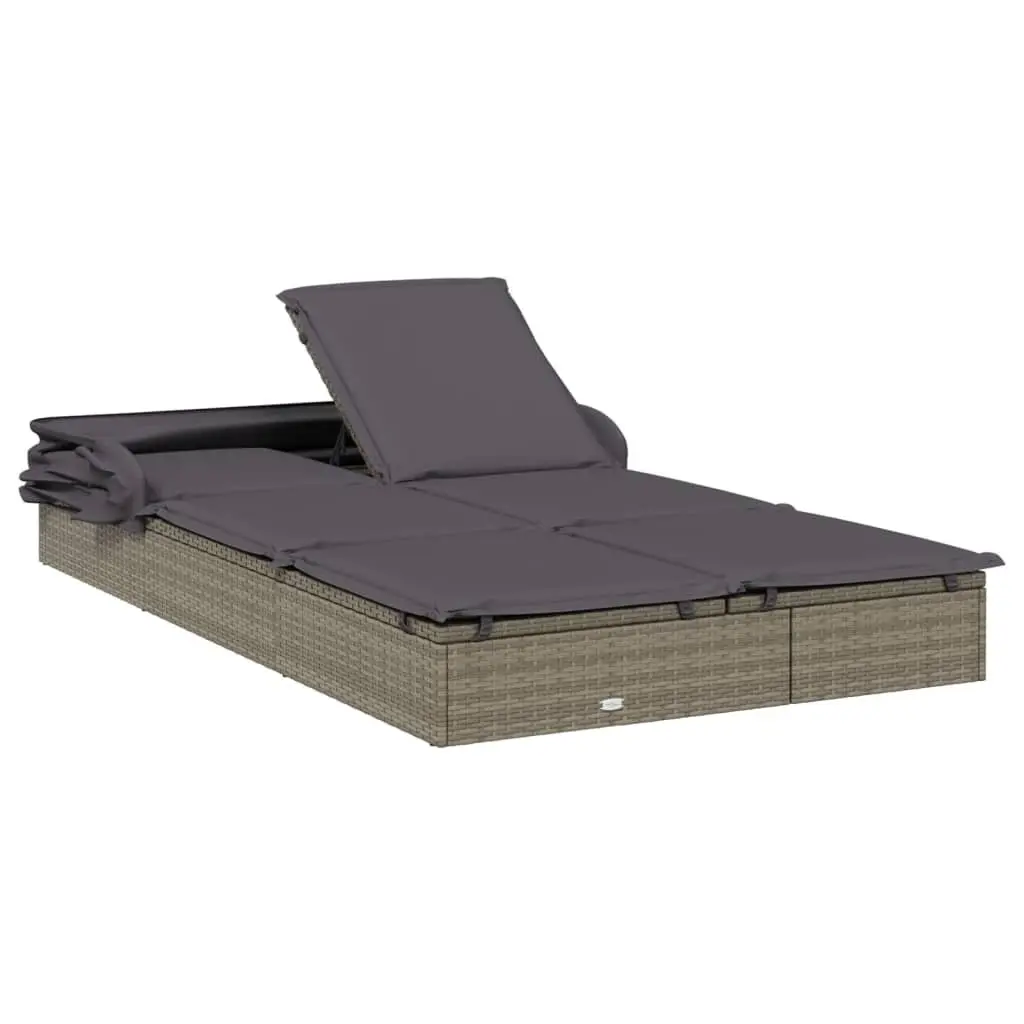 2-Person Sunbed Outdoor Garden Patio Reclining Daybed Grey