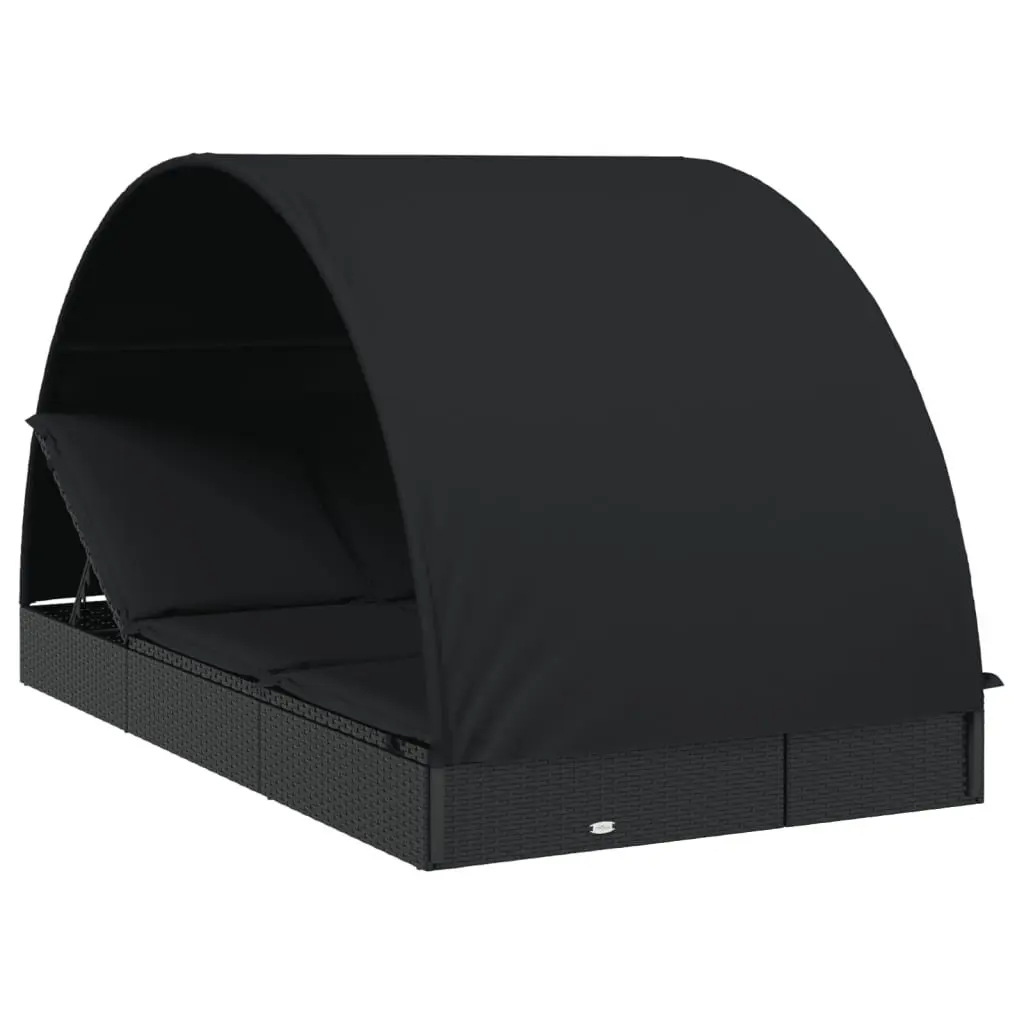 Sun Lounger Daybed for Outdoor Garden Patio 211 x 112 x 140 cm Black
