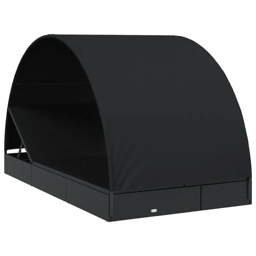 Sun Lounger Daybed for Outdoor Garden Patio 211 x 112 x 140 cm Black