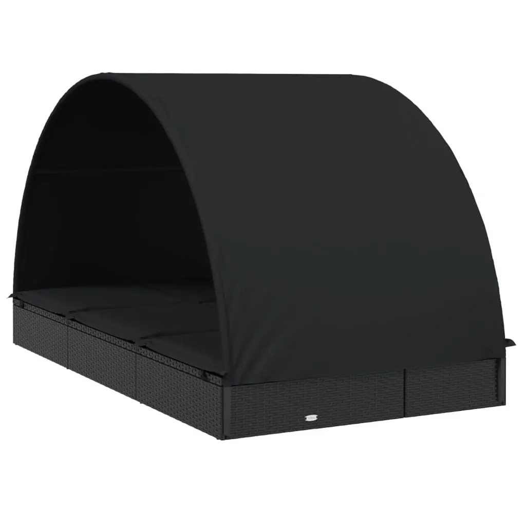 Sun Lounger Daybed for Outdoor Garden Patio 211 x 112 x 140 cm Black