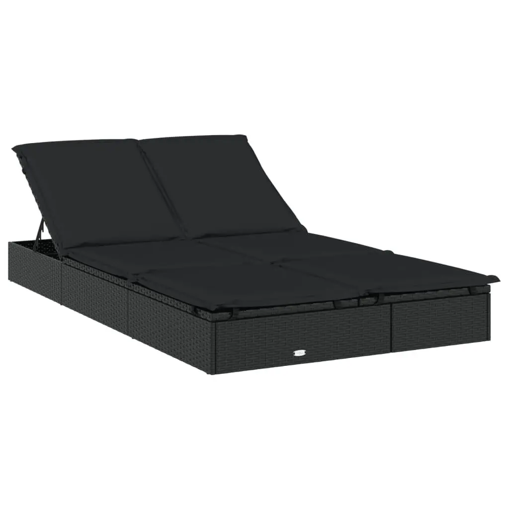 Sun Lounger Daybed for Outdoor Garden Patio 211 x 112 x 140 cm Black