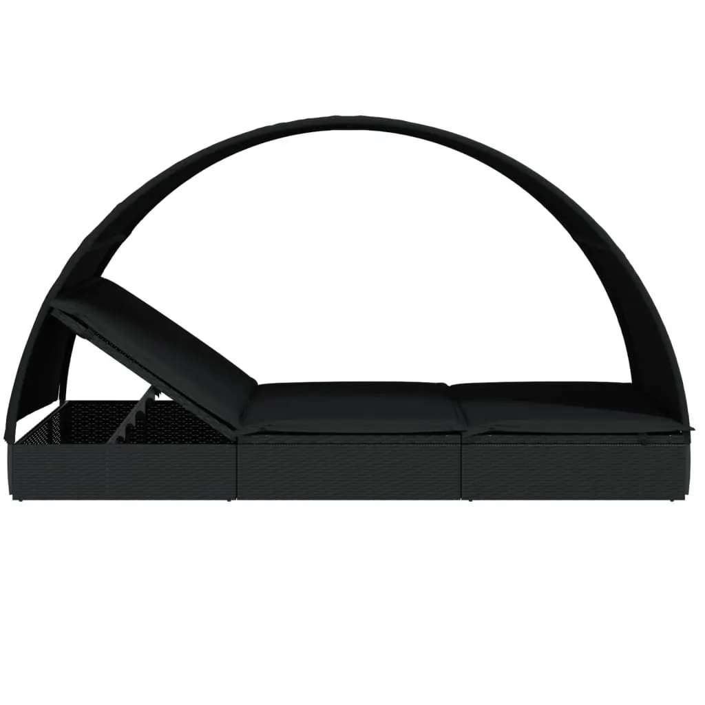 Sun Lounger Daybed for Outdoor Garden Patio 211 x 112 x 140 cm Black