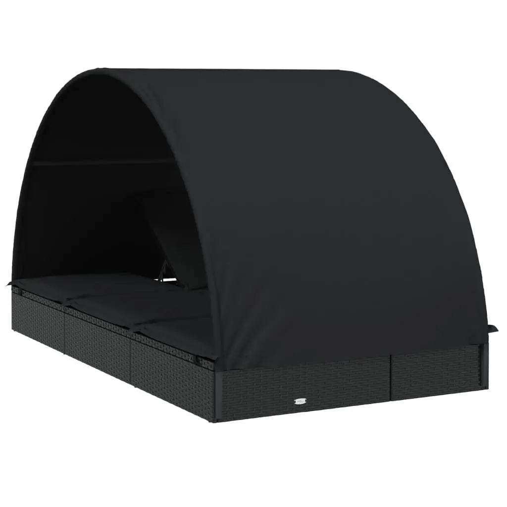Sun Lounger Daybed for Outdoor Garden Patio 211 x 112 x 140 cm Black
