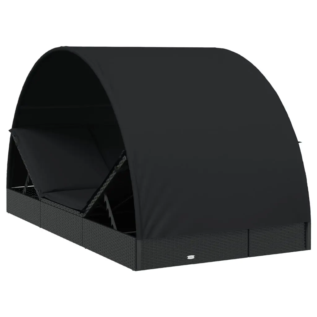 Sun Lounger Daybed for Outdoor Garden Patio 211 x 112 x 140 cm Black