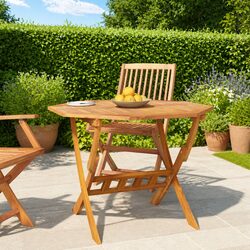 Folding Garden Table Specifications: 90x75cm, Brown Wood