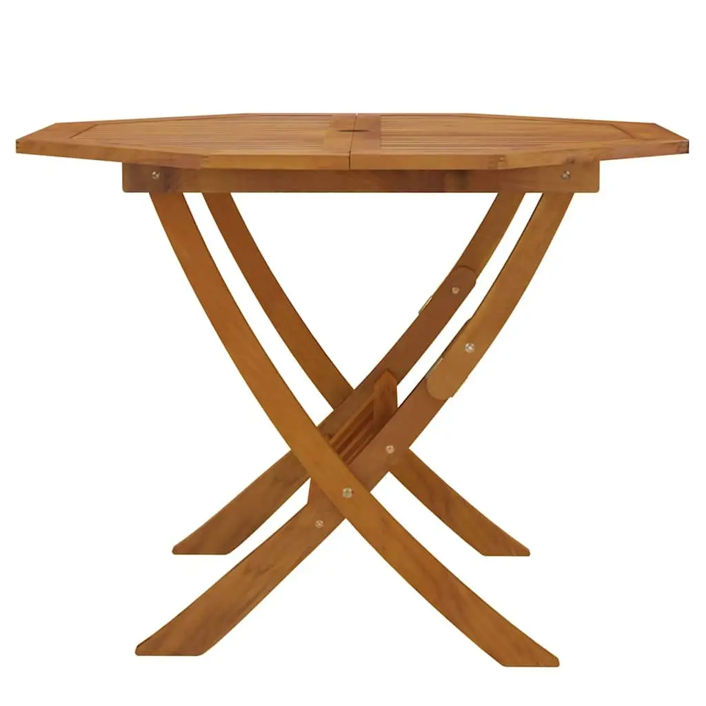Folding Garden Table 90x75cm Brown Wood Outdoor Patio Dining Furniture