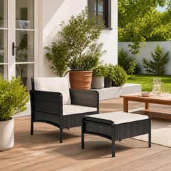 Specifications of the 2 Piece Garden Lounge Set Black Poly Rattan