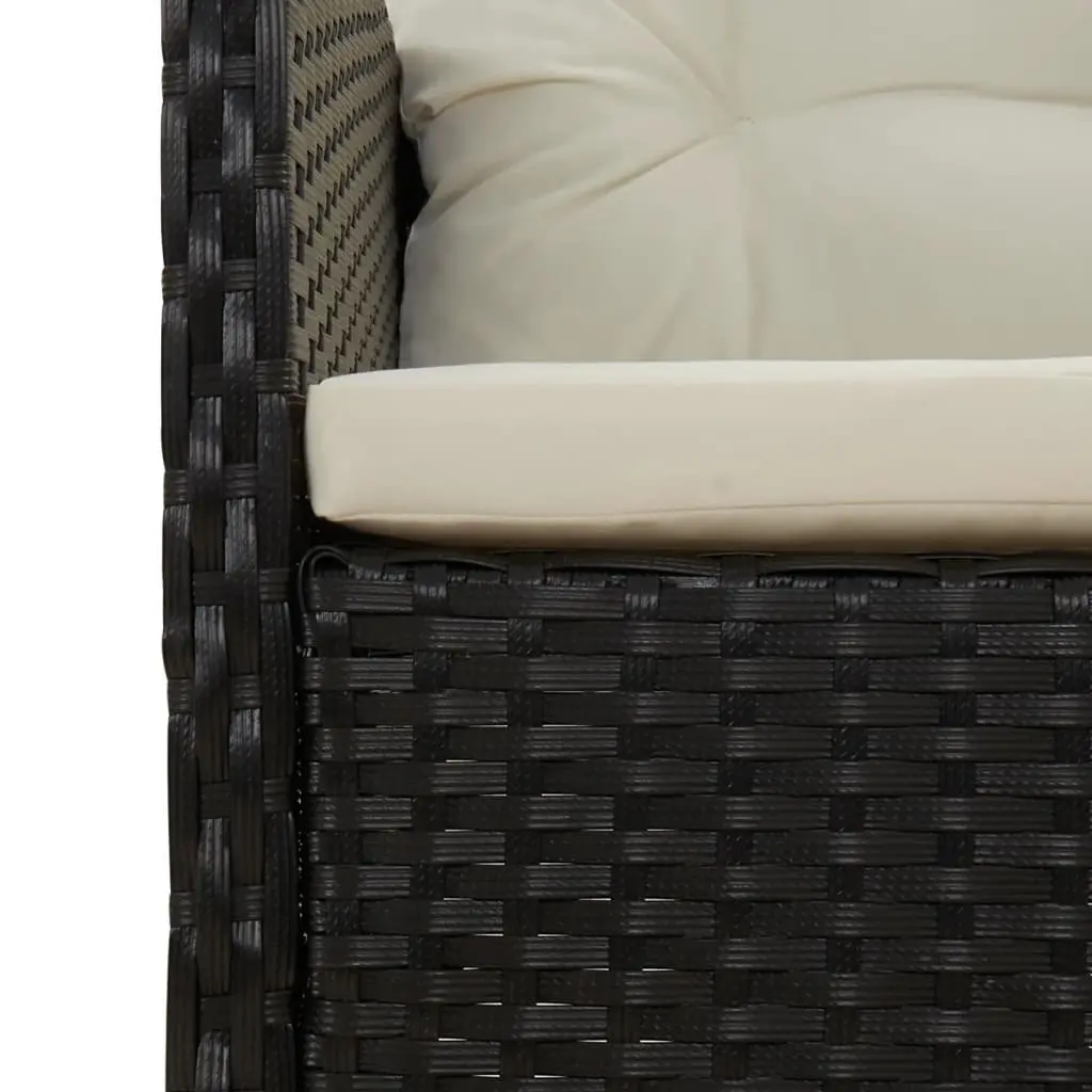 Outdoor Lounge Chairs Set 2 Piece Black Poly Rattan with Cushions Garden Use