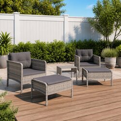 5 Piece Grey Garden Lounge Set with Sturdy Construction