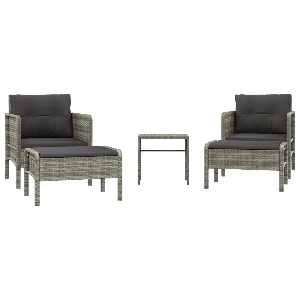 5 Piece Grey Garden Lounge Set with Sturdy Construction