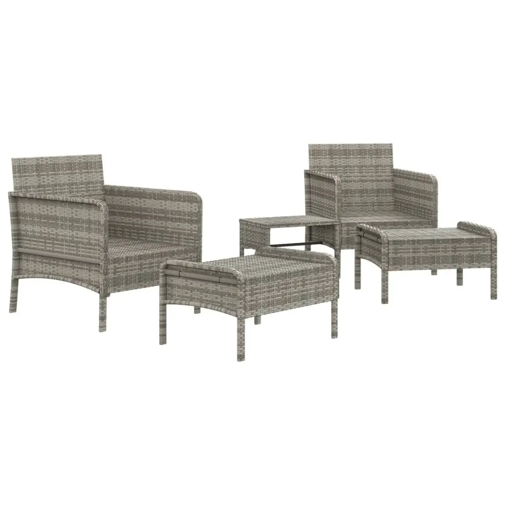 5 Piece Grey Garden Lounge Set with Sturdy Construction