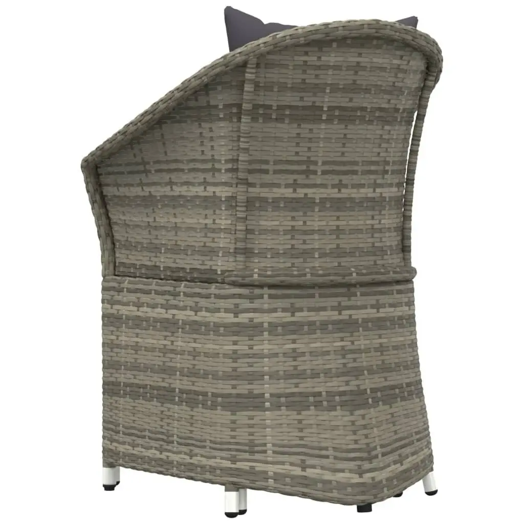 2 Piece Garden Lounge Set for Patio Grey Poly Rattan Outdoor Furniture with Cushions