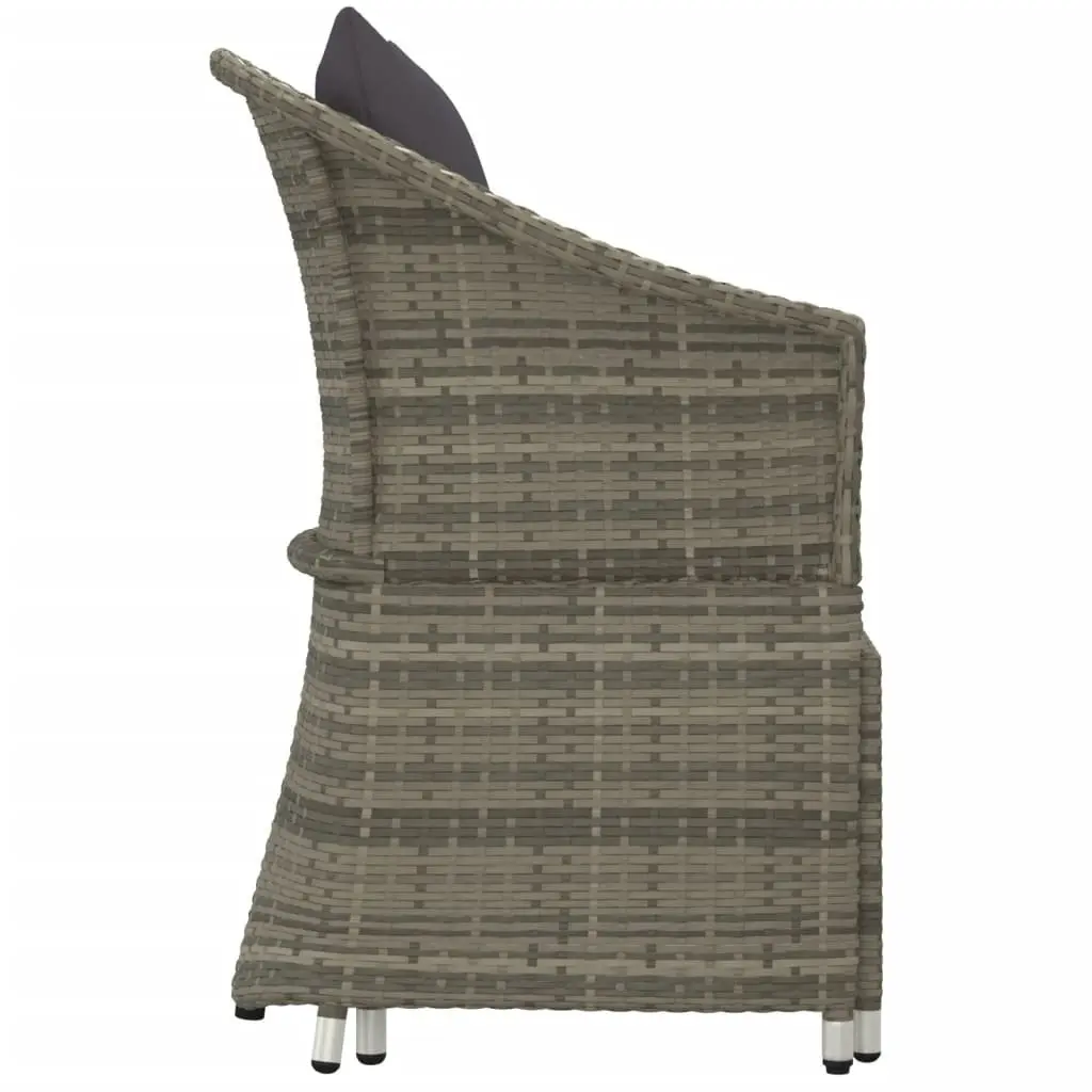 2 Piece Garden Lounge Set for Patio Grey Poly Rattan Outdoor Furniture with Cushions