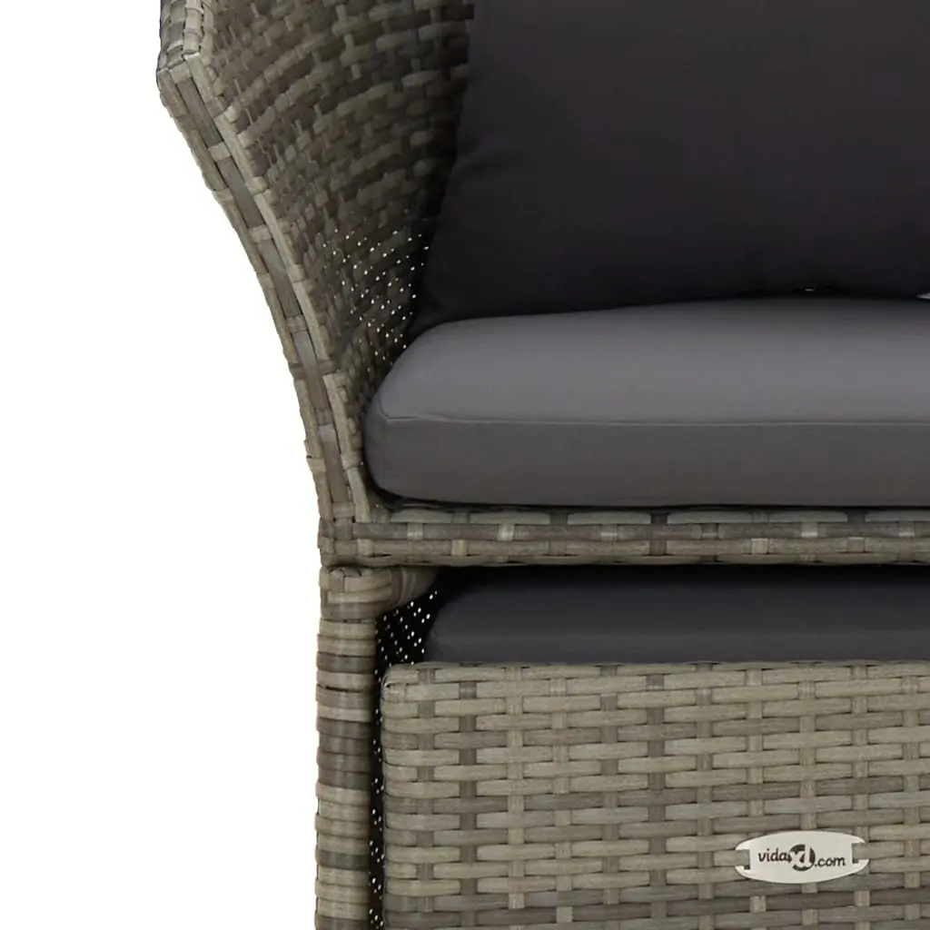 2 Piece Garden Lounge Set for Patio Grey Poly Rattan Outdoor Furniture with Cushions