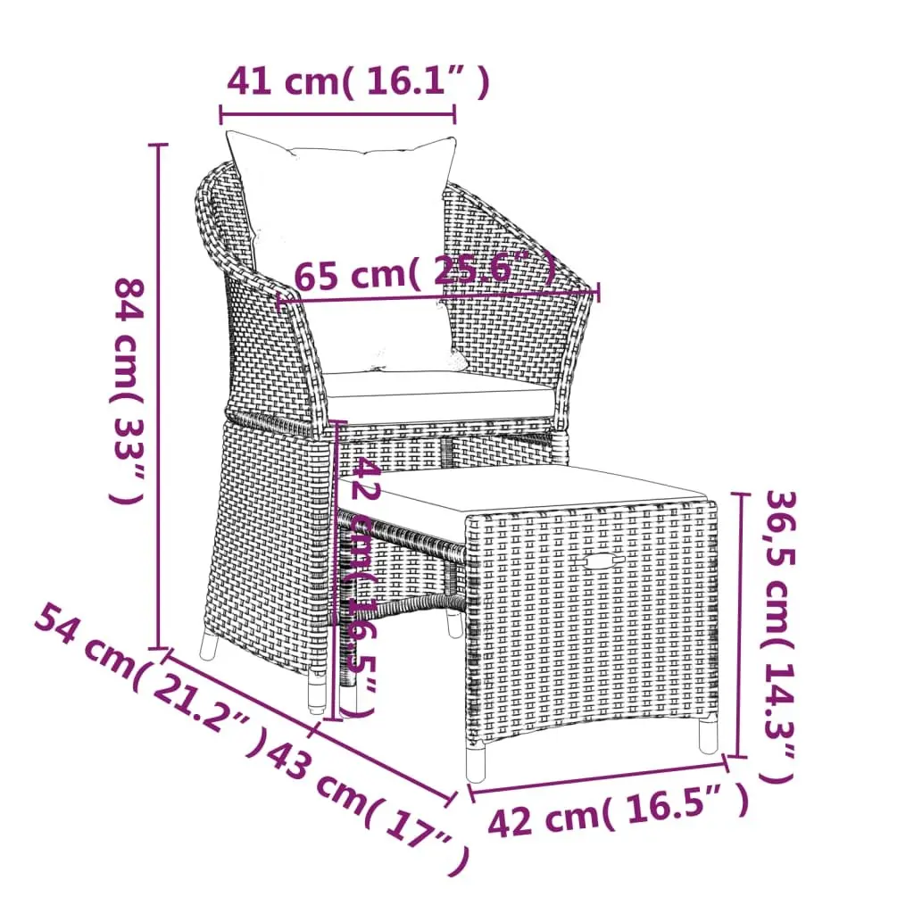 2 Piece Garden Lounge Set for Patio Grey Poly Rattan Outdoor Furniture with Cushions
