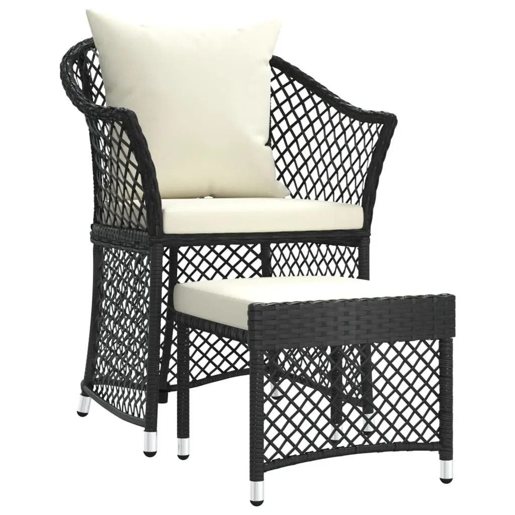 2 Piece Garden Lounge Set Outdoor Furniture Black Poly Rattan