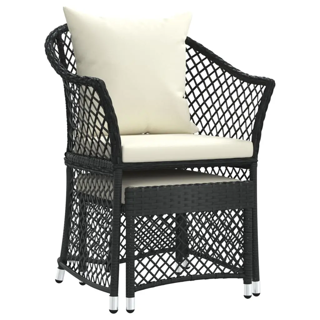 2 Piece Garden Lounge Set Outdoor Furniture Black Poly Rattan