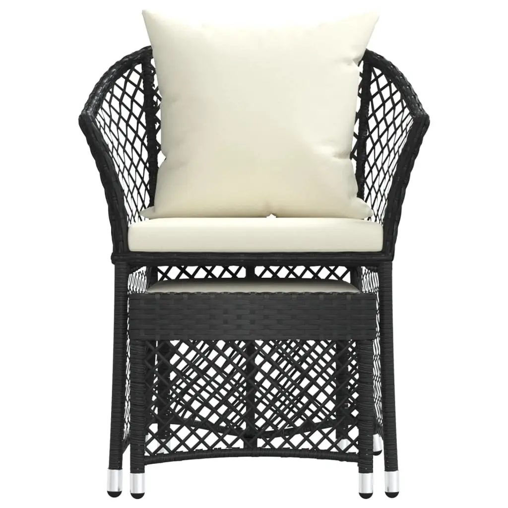 2 Piece Garden Lounge Set Outdoor Furniture Black Poly Rattan