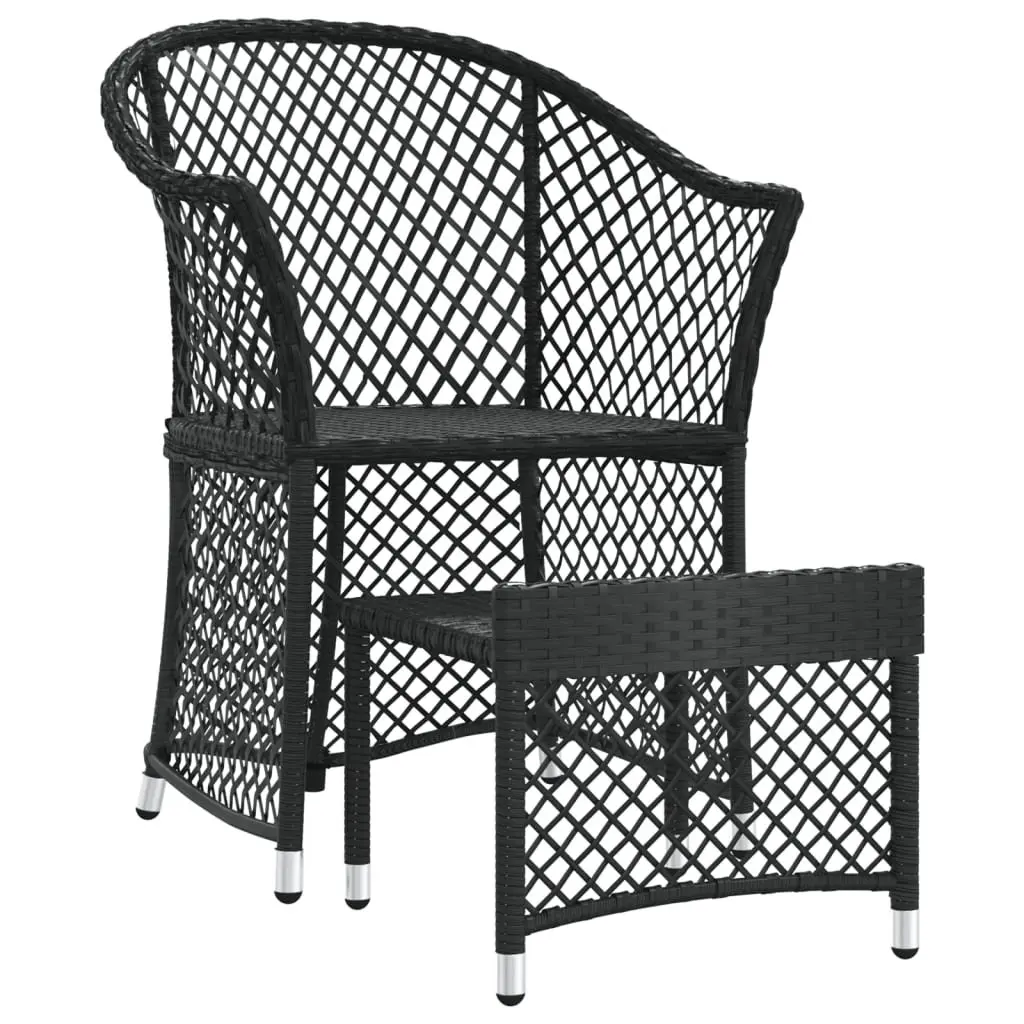 2 Piece Garden Lounge Set Outdoor Furniture Black Poly Rattan