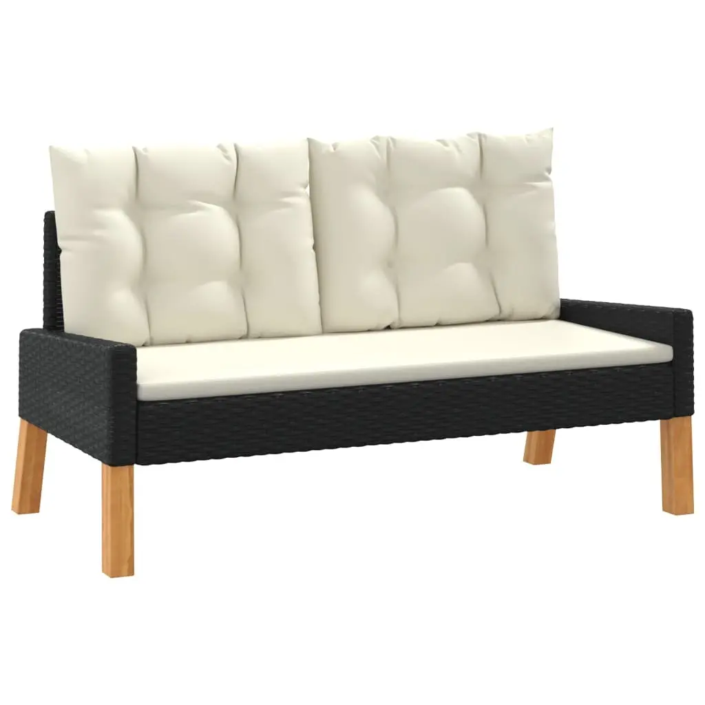 Garden Lounge Set Outdoor Furniture 4 Piece Poly Rattan Black with Cushions