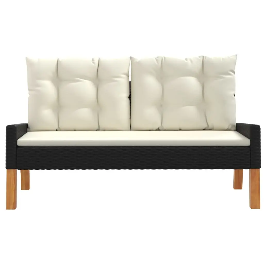 Garden Lounge Set Outdoor Furniture 4 Piece Poly Rattan Black with Cushions