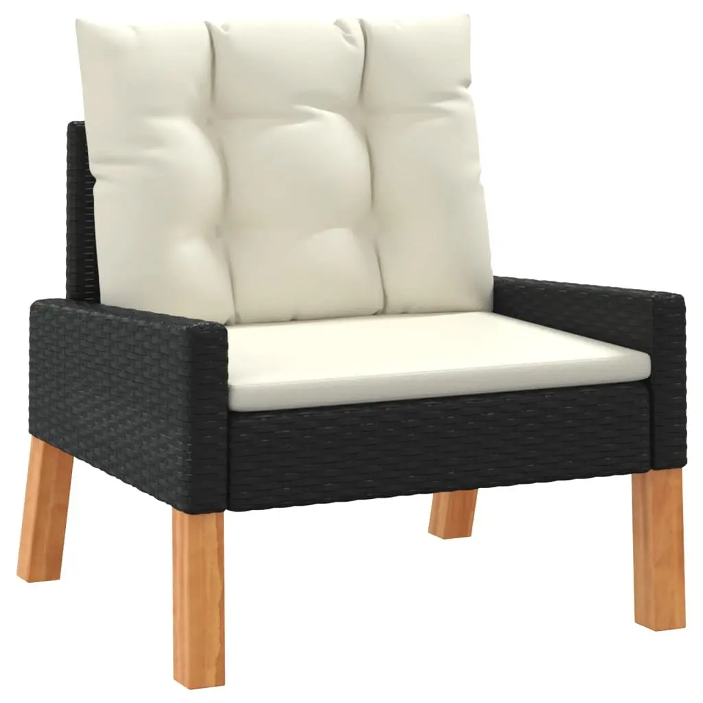 Garden Lounge Set Outdoor Furniture 4 Piece Poly Rattan Black with Cushions