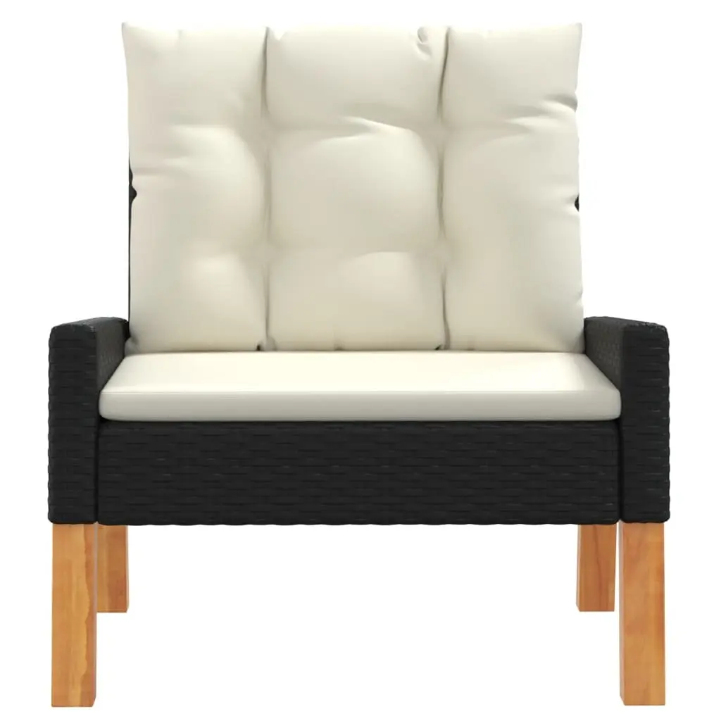 Garden Lounge Set Outdoor Furniture 4 Piece Poly Rattan Black with Cushions