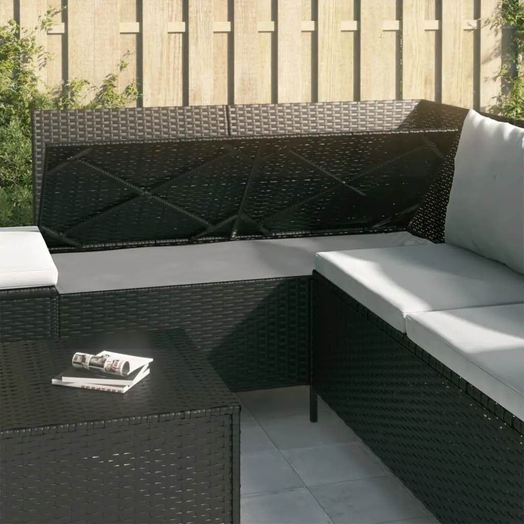 4 Piece Garden Lounge Set Outdoor Furniture Black Poly Rattan