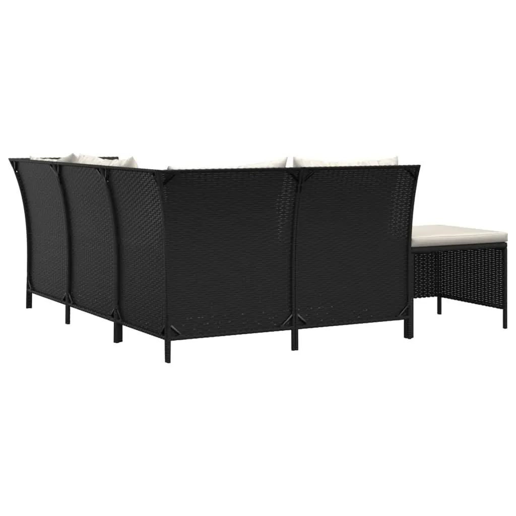 4 Piece Garden Lounge Set Outdoor Furniture Black Poly Rattan