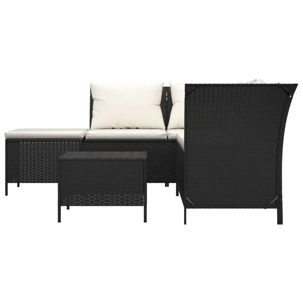 4 Piece Garden Lounge Set Outdoor Furniture Black Poly Rattan