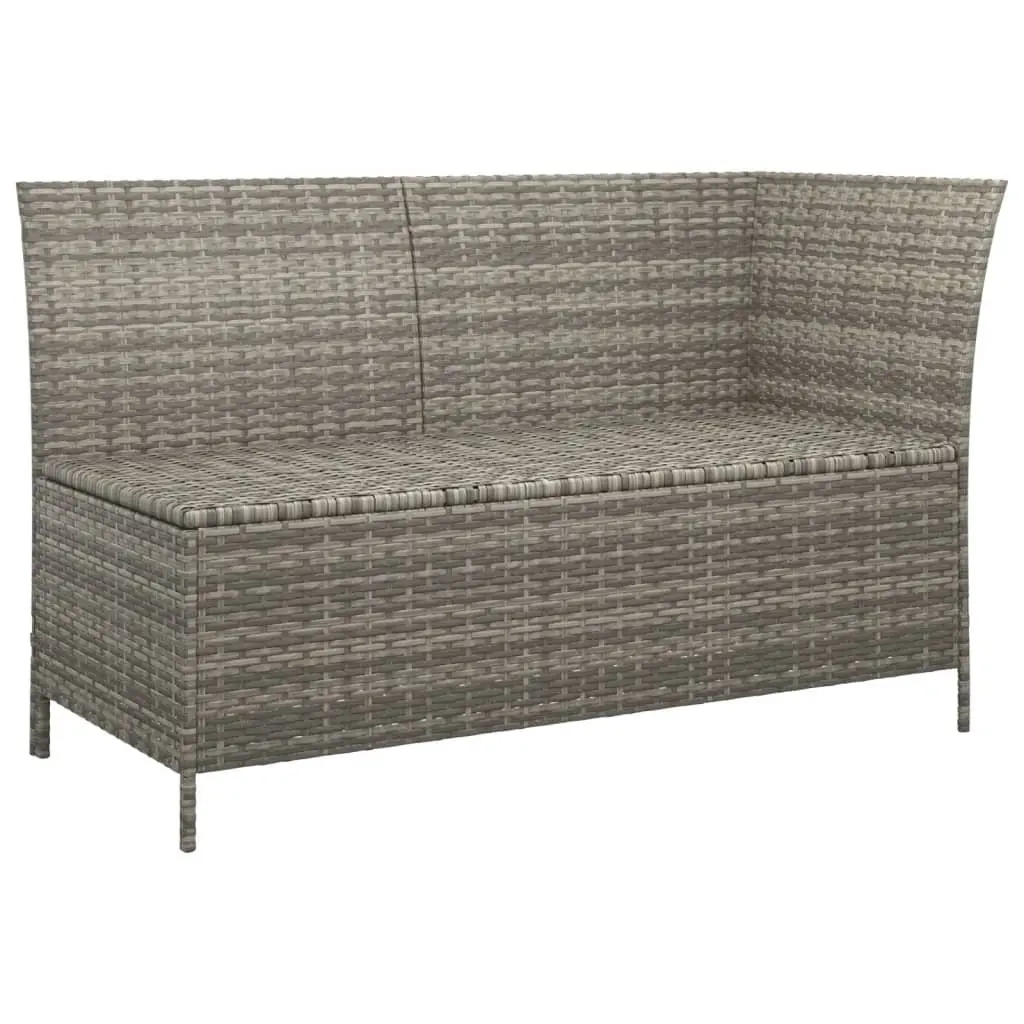 Garden Lounge Set Grey Poly Rattan Corner Sofa with Cushions and Storage Outdoor 4 Piece