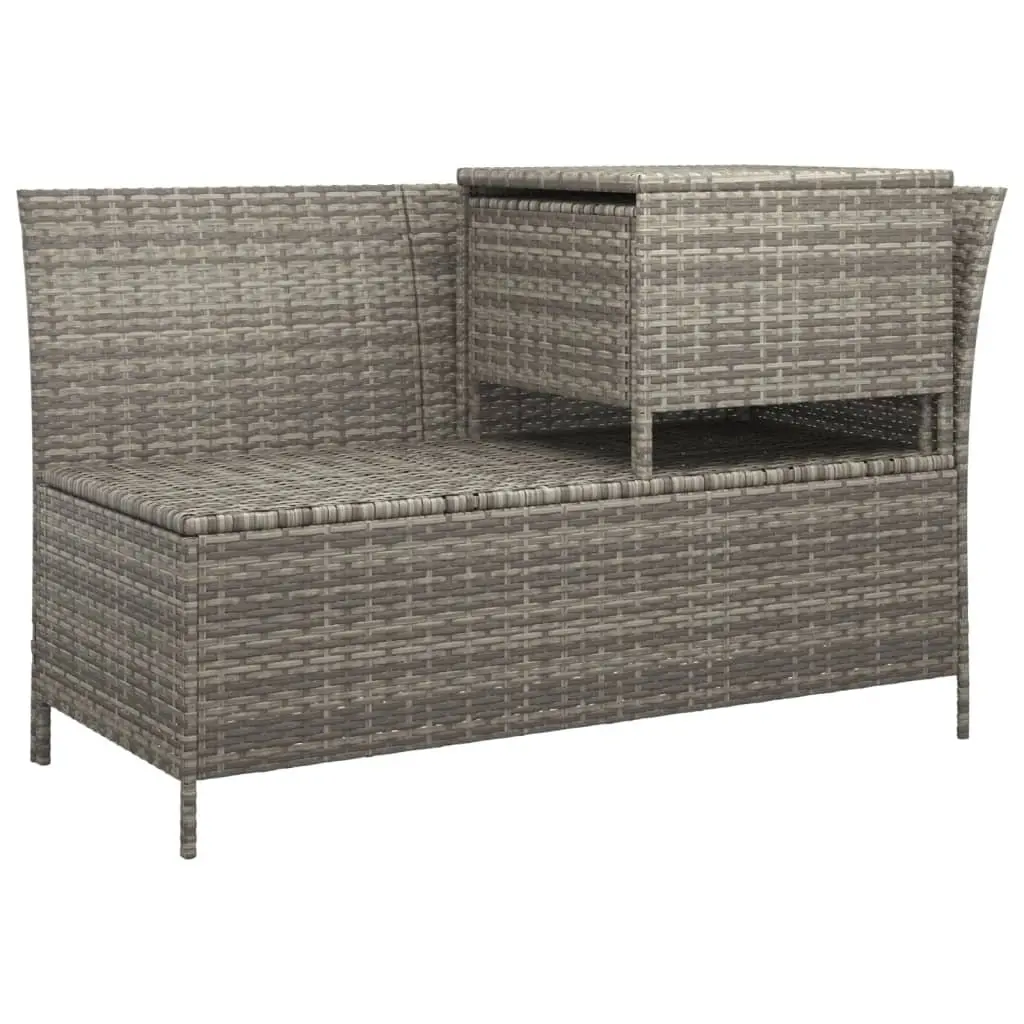 Garden Lounge Set Grey Poly Rattan Corner Sofa with Cushions and Storage Outdoor 4 Piece